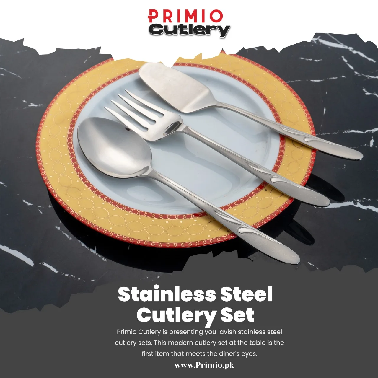 Primio Stainless Steel Cutlery Set with Embossed Handle